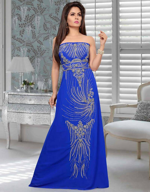 Fustan Beautiful Siver Embroidery With Waist Belt